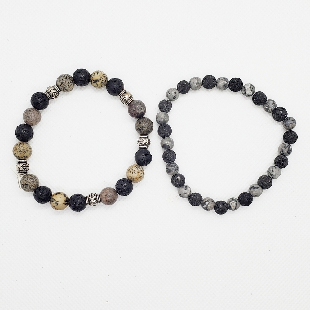 Lava stone bracelets set of 2
